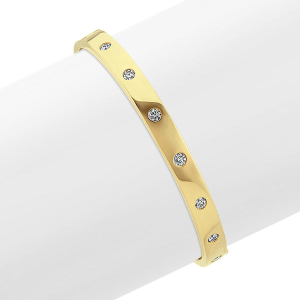 Diamond Bangle Bracelet in 14k Yellow Gold (7 in)