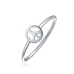 925 Sterling Silver Midi Knuckle 1MM Band Stackable Peace Sign Ring
