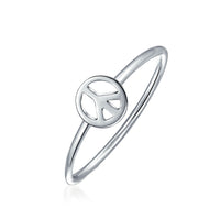 925 Sterling Silver Midi Knuckle 1MM Band Stackable Peace Sign Ring