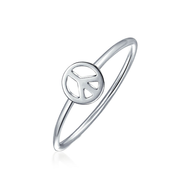 925 Sterling Silver Midi Knuckle 1MM Band Stackable Peace Sign Ring