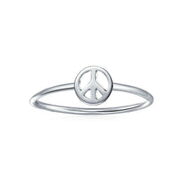 925 Sterling Silver Midi Knuckle 1MM Band Stackable Peace Sign Ring