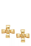 CHANEL GOLD 'CC' CROSS CLIP-ON EARRINGS