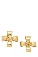 CHANEL GOLD 'CC' CROSS CLIP-ON EARRINGS