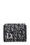 CHRISTIAN DIOR NAVY TROTTER CANVAS SADDLE WALLET