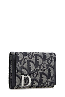 CHRISTIAN DIOR NAVY TROTTER CANVAS SADDLE WALLET