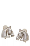HERMÈS SILVER HORSEHEAD CLIP ON EARRINGS