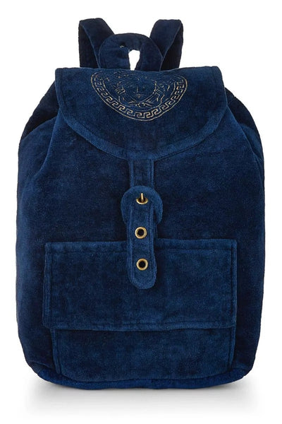 VERSACE NAVY TERRY CLOTH MEDUSA BACKPACK