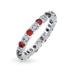 Alternating CZ Eternity Ring 925 Sterling Silver Birthstone Colors