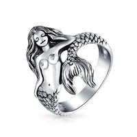 Nautical Sea Nymph Siren Mermaid Ring 925 Sterling Silver 2MM Band