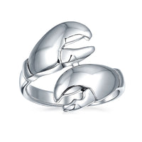 Fishermen Bypass Crab Lobster Claws Band Ring 925 Sterling Silver
