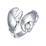 Fishermen Bypass Crab Lobster Claws Band Ring 925 Sterling Silver