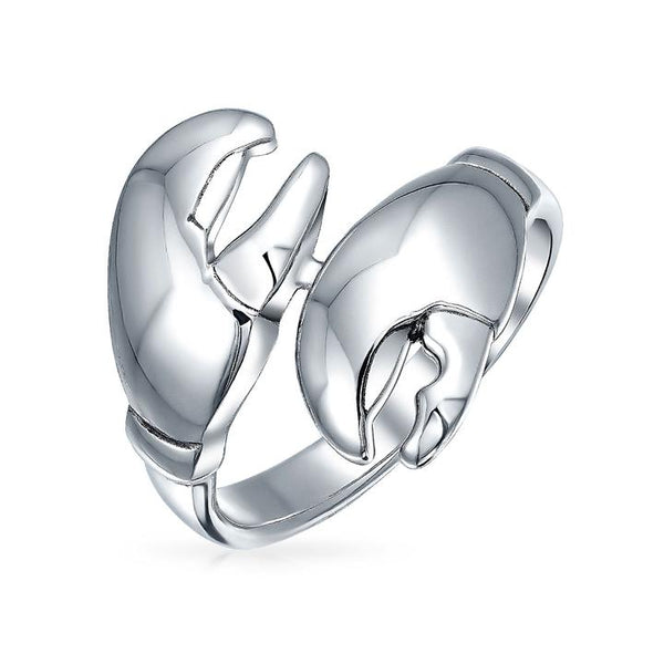 Fishermen Bypass Crab Lobster Claws Band Ring 925 Sterling Silver