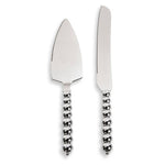 Silver Beaded Cake Knife and Server Set