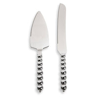 Silver Beaded Cake Knife and Server Set