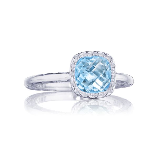 Petite Cushion Gem Ring with Sky Blue Topaz